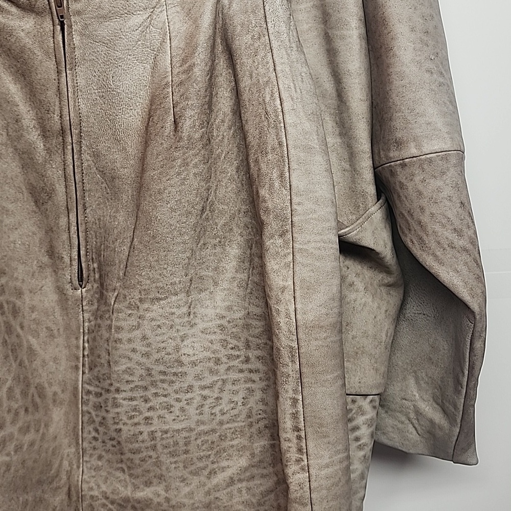 Firenze Santa Barbara VINTAGE stylish taupe leather jacket AND matching skirt - Picture 11 of 12